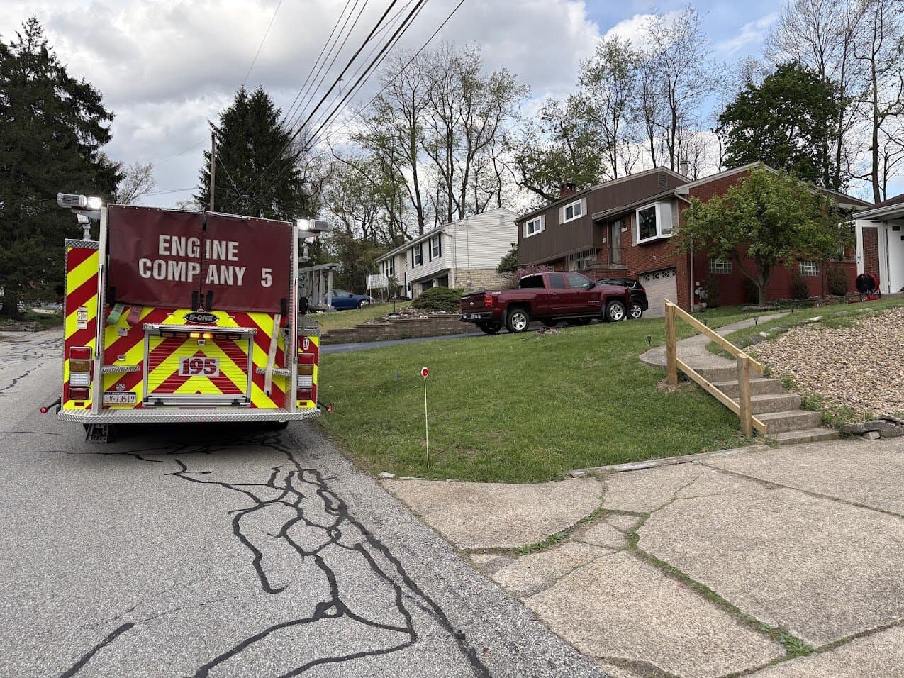 Engine 51 parked on a residential street during a CO call