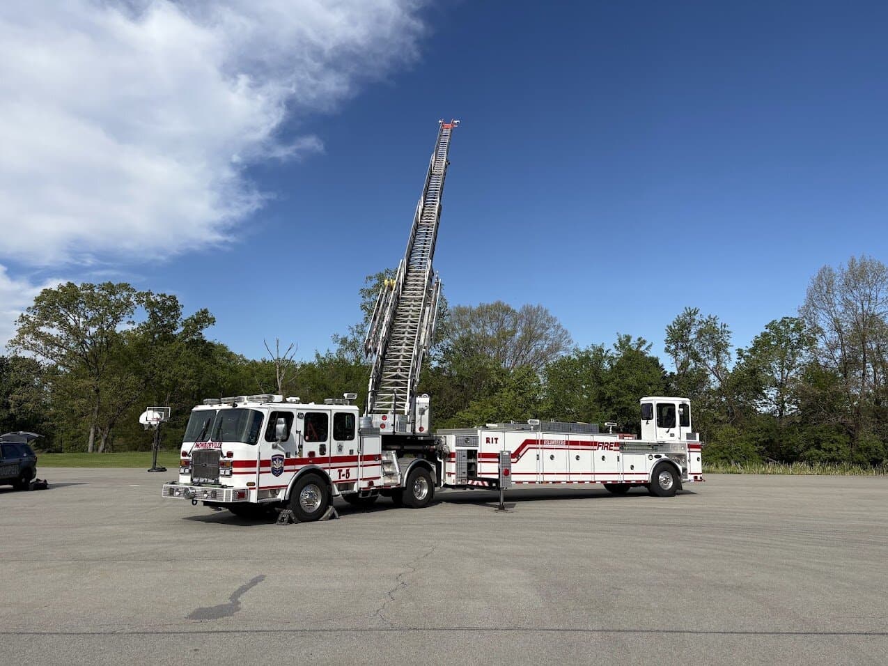 Truck 5 with its aerial raised