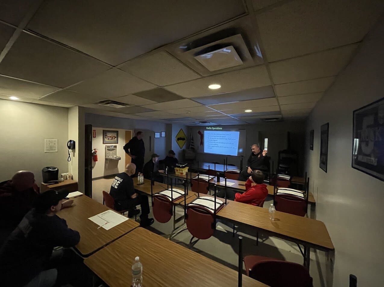 A class in the station's training room